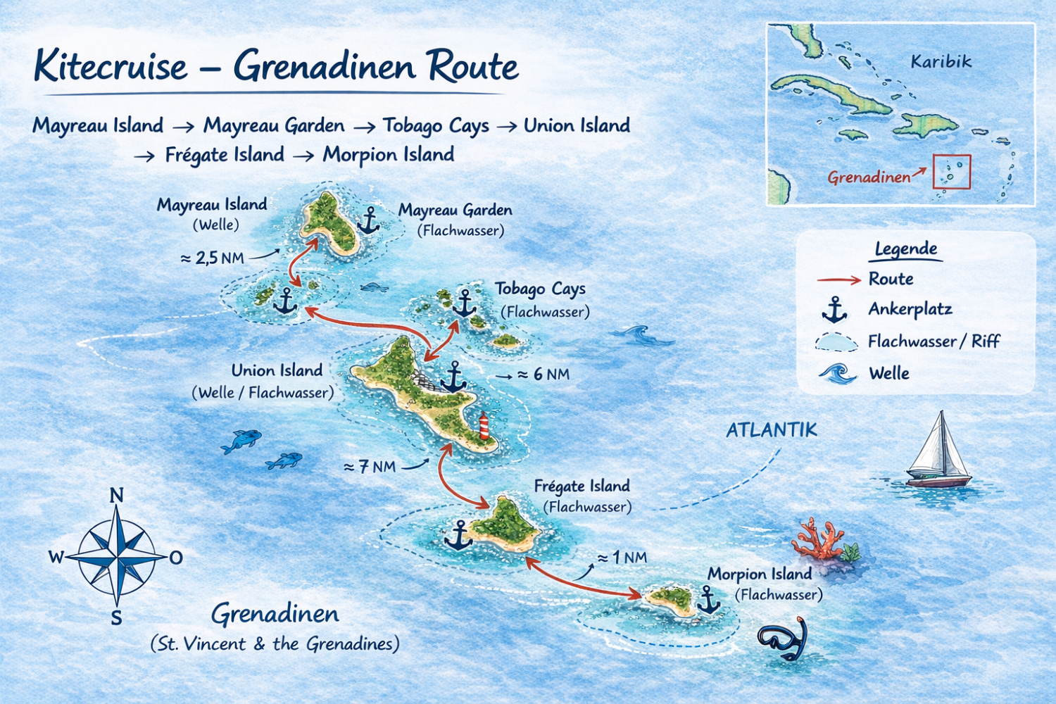 Kitecruise Karibik mit Kiteriders